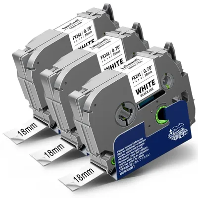 Produktbild von TZe-FX241 Etikettenband – 3er-Pack für Brother P-touch – Schwarz auf Weiß