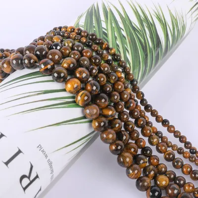 Productafbeelding van Natuurlijke tijgeroog kralen, diameter 8 mm, ongeveer 90 stuks, losse steenkralen voor het maken van sieraden