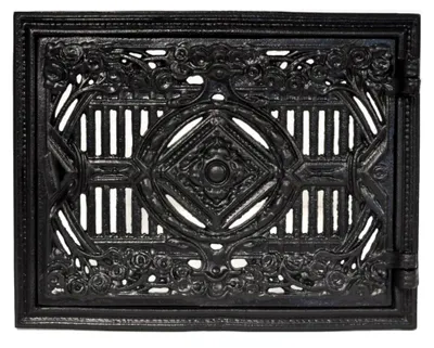 Produktbild von Gusseisen Lüftungsgrill für Kachelofen - 32,5 x 25,5 cm - Hitzebeständige Farbe (Schwarz)