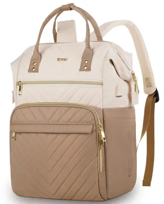Produktbild von Laptop Rucksack Damen 15,6 Zoll mit USB-Anschluss, Schulrucksack für Uni & Arbeit, Khaki Beige