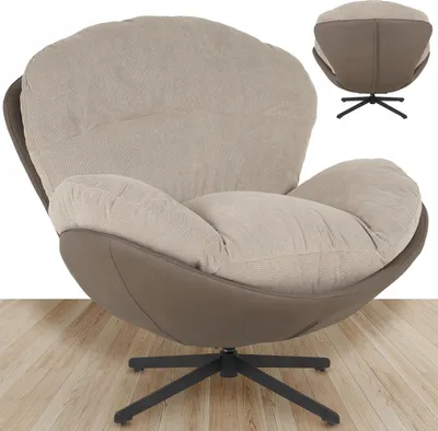 Zdjęcie produktu dla Fotel Wypoczynkowy Tapicerowany Obrotowy Do Salonu Welwet Milo Taupe