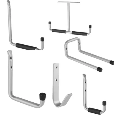 Produktbild von KRAFT&DELE | Garagenhaken Set, 16-teiliges Schwerlast Wandhaken für Garage, Wandhalterung für Werkzeuge, Fahrräder, Leitern, Schlauch und Gartengeräte, mit Schrauben & Anti-Rutsch-Beschichtung