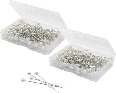 Imagen del producto de Alfileres largos con cabeza de perla, 65 mm, paquete de 200 unidades, para costura