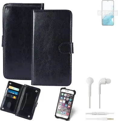 Produktbild von K-S-Trade 360° Hülle kompatibel mit Samsung Galaxy S22+ Exynos inkl. Headphones schwarz Kunstleder Case BookCase WalletCase Kunstlederederhülle