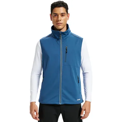 Produktbild von BUBW Herren Outdoor Weste Winddicht Wasserdicht Atmungsaktiv Laufweste Trekkingweste mit Reflexstreifen 6 Taschen Mitternachtsblau M