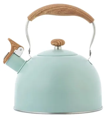 Produktbild von Flötenkessel – Retro-Flötenkessel aus Edelstahl, 2,5 l, für den Herd, mit hitzebeständigem Griff, für Induktion, Elektroherd, Halogen, Blau