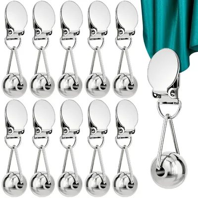 Produktbild von 10er Set Tischtuchbeschwerer Edelstahl, Tischdeckenklammern Outdoor, rutschfest & windfest, mit Silikon Schutz, für Garten, Camping, Picknick