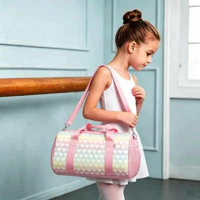 Produktbild von Kleine Sporttasche für Kinder, Mädchen, Turnbeutel, Balletttasche und Tanzbeutel, wasserdichte Reisetasche, 35,7 x 21 x 21 cm, ideal für Turnen