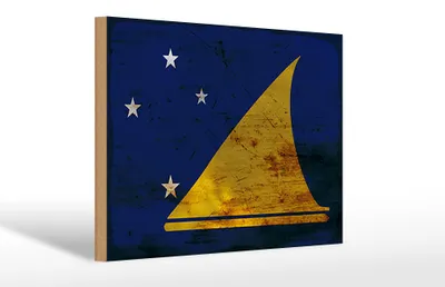 Produktbild von Holzschild Flagge Tokelau 30x20cm Flag of Tokelau Rost