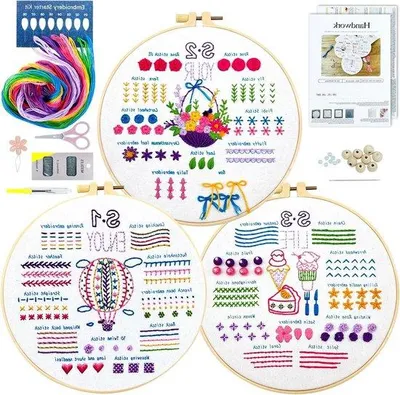Imagen del producto de Stickerei-Kit für Anfänger, 3-teilig, Handstickerei-Set