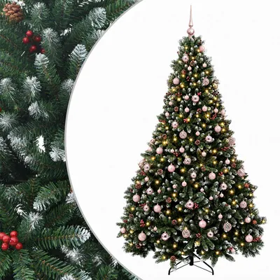 Imagen del producto de vidaXL Árbol de Navidad artificial, color verde, con adornos esféricos, 210 cm