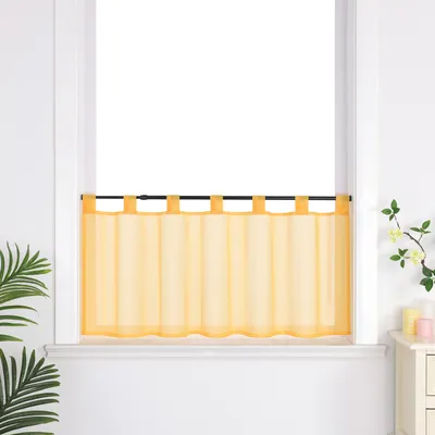Produktbild von Delien Scheibengardine Schlaufen Bistrogardine Küche Gardinen Modern Schlichte einfarbige kurzstores Vorhänge Gelb BxH 90x45 cm