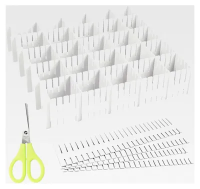 Produktbild von Schubladentrenner, 16 Stück, verstellbare Schubladenteiler für Unterwäsche, Socken, Kosmetik im Schlafzimmer und Büro (Weiß)