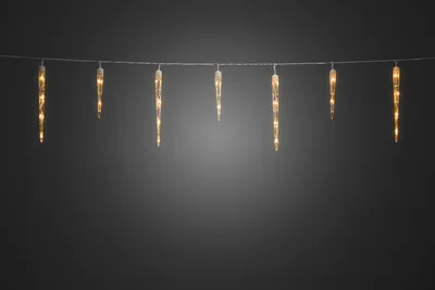 Produktbild von LED Eiszapfen Lichtervorhang, 32 Zapfen, 96 bernsteinfarbene Dioden, 24V, Außen (IP44), weißes Kabel