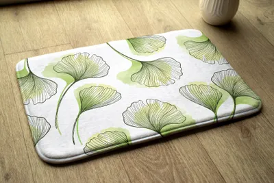 Produktbild von Badteppich Saugfähige - Badezimmer Teppich - Rutschfester Badvorleger Badematte - 75x45 cm - Ginkgo-Blätter