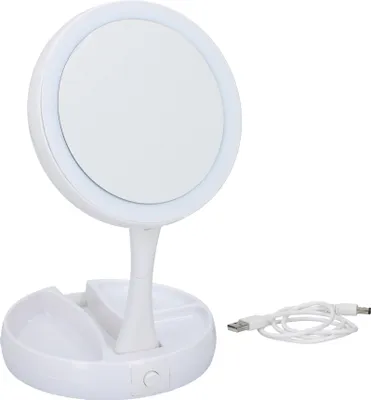 Produktbild von Grundig Schminkspiegel LED-Beleuchtung Stauraum Schmuck Gewöhnlicher und Vergrößerungsspiegel Weiß