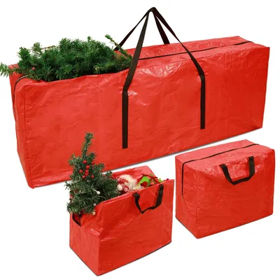 Produktbild von Set mit 3 großen Aufbewahrungsbeuteln für Weihnachtsdekorationen