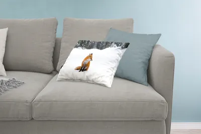 Produktbild von MuchoWow® Zierkissen Sofakissen Wohnzimmer Dekokissen 60x40 cm Fuchs - Schnee - Winter - Kopfkissen - Polster mit Foto