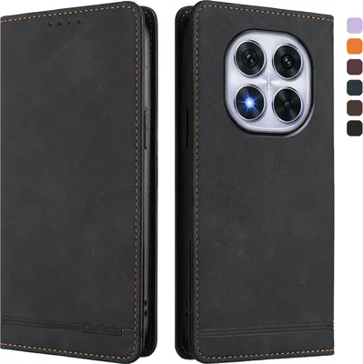 Image de Etui pour Xiaomi Redmi Note 14 Pro 4G, étui rétro en cuirPolyuréthaneavec support et fentes pour cartes de crédit Noir