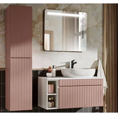 Image de Ensemble meuble vasque + 3 éléments - 100 cm - Emblematic Rose