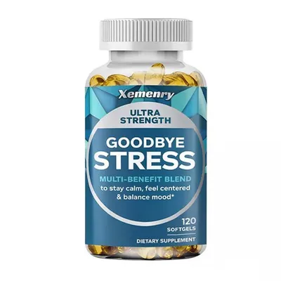 Produktbild von Goodbye Stress 400mg (120 Kapseln) Nahrungsergänzungsmittel, Stress, Angst, Geist, Entspannung, innere Ruhe
