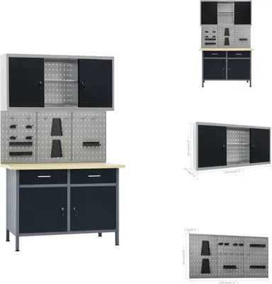 Produktbild von vidaXL Werkbank mit 3 Werkzeugwänden und 1 Wandschrank - Werkbänke