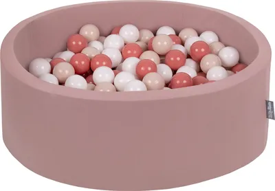 Immagine prodotto di KiddyMoon piscina rotonda di palline 90x30cm/300 palline? piscina di palline da 7cm per bambini da giocare nella vasca da bagno,  eu, erika colori: bianco/salmone/bianco