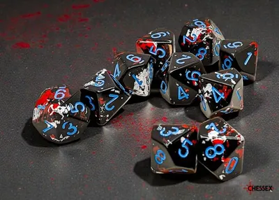 Produktbild von Chessex Brush Dark Side Blue Set 10 Zehnseitige Würfel