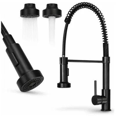 Produktbild von Küchenarmatur schwarz flexibel 53 cm 2 Strahlarten Einhebelmischer