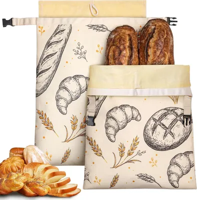 Produktbild von Brotmeister Bienenwachs Brotbeutel, 2 Stück 43×33 cm – Wiederverwendbarer Leinen Bienenwachsbeutel, ideal für selbstgebackenes Brot und n
