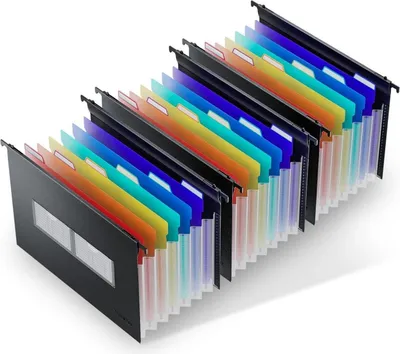 Image de Dossier suspendu A4 avec pochettes extensibles, 7 pochettes accordéon, 3 pièces