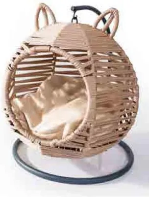 Immagine prodotto di Dondolo moderno rotondo per gatti beige mobile moderno in legno