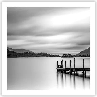 Produktbild von Poster - Poster ohne Rahmen - Schwarzweiß Landschaft See - 60x60 cm - Wand Bild - Wanddeko - Wandbilder - Kunstposter - Wandposter - Bilder - Kunstdruck - Wanddekoration - Wandbild - P2XAC60x60-4321