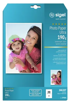 Obrázok produktu pre SIGEL IP666 Atramentový fotografický papier Ultra - A4, hodvábne matný, 190 g/m², 20 listov