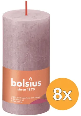 Productafbeelding van 8x Bolsius Rustiekkaars 100/50 Ash Rose (1 stuk)