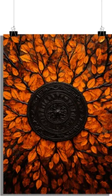 Produktbild von Meditationsposter - Herbstposter - Blätterposter - Kunstposter - Stilvolles Poster - 61x91cm - Perfekt zum Einrahmen