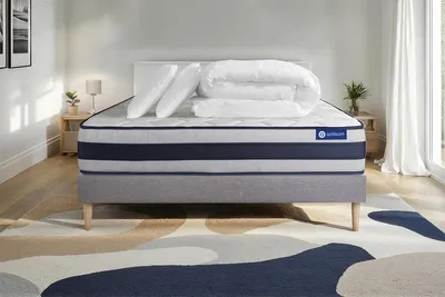 Productafbeelding van Volledige set: Bed - Matras 160x200 cm + Boxspringbed met lattenbodem (in de set) + 2 kussens + dekbed - Actilatex Ergo