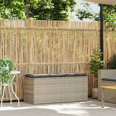 Obrázek produktu pro vidaXL Zahradní lavice s polštáři světle šedá 110x40x44 cm polyratan