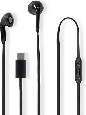 Produktbild von Nedis Kopfhörer mit Kabel - USB-C - Kabellänge: 1.20 m - Eingebautes Mikro - Lautstärke-Regler - Schwarz