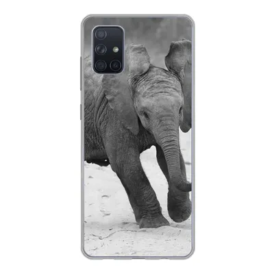 Produktbild von MuchoWow® Handyhülle Schutzhülle Hülle für Samsung Galaxy A71 Elefant - Baby - Tiere - Kröte - Schwarz und weiß Silikon Softcase Handy Hülle - Kartenbesitzer