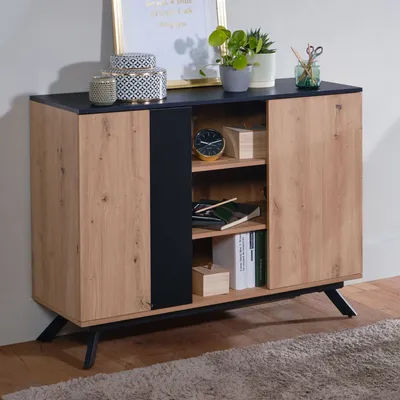 Produktbild von Sideboard 110x87x40 cm MDF Eiche Nachbildung Kommode Anrichte Standschrank