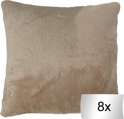 Produktbild von Kissenhüllen - 45 x 45 cm - Sandfarben - Polyester - mit Reißverschluss - 8er Set