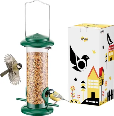 Produktbild von Vogelhaus Metall Futterstation grün Sonnenblumenkerne 8 Zoll