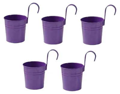 Produktbild von Set aus 5 Hängenden Blumentöpfen - Metall Eimer zur Dekoration