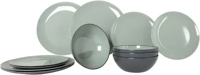 Immagine prodotto di Set di stoviglie verde, composto da 12 pezzi, per la cucina