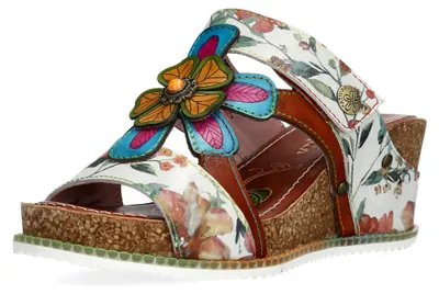 Produktbild von Laura Vita Damen Pantolette Klettverschluss Keilabsatz in Korkoptik Bonito 33, Größe:39 EU, Farbe:Braun