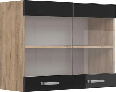 Produktbild von Küchenglasschrank Vicco R-Line Schwarz Hochglanz 80 cm, Model 41114