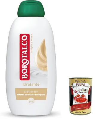 Produktbild von 3x Borotalco Bagnodoccia Idratante Vaniglia e Avena, Körperbade-, Feuchtigkeits- und Umhüllungsformel, Borotalco 450 ml + Italian Gourmet Polpa 400g