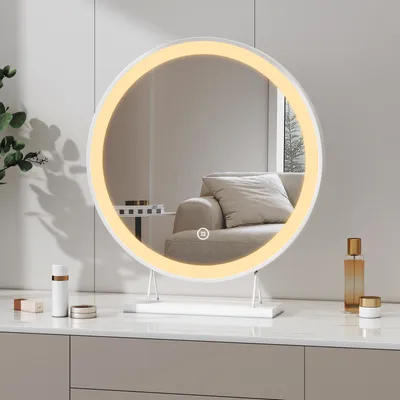 Produktbild von Heilmetz Schminkspiegel mit dimmbar Beleuchtung Weiß Kosmetikspiegel mit LED Beleuchtung 3 Lichtfarben, LED Hollywood spiegel mit Touch, 48cm