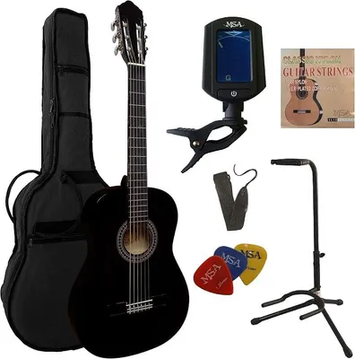 Imagen del producto de Silecomplaza 4/4 - GUITARRA - CONJUNTO DE GUITARRA CLÁSICA - COLOR  - TAPONADO DE ALDER - FUNDA - CORREA - CUERDAS - 3 púas - AFINADOR - SOPORTE PARA GUITARRA - SET DE INICIO
